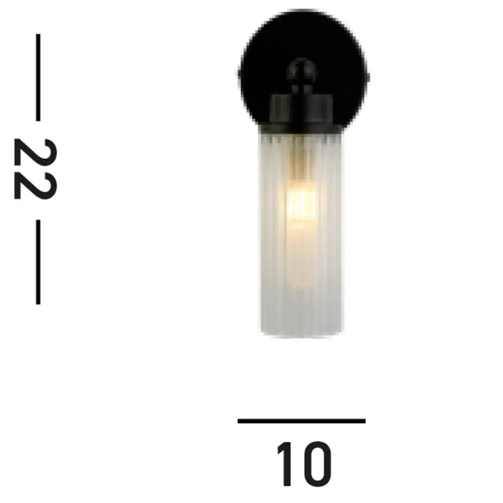 Væg- Og Spejllamper ^ Searchlight Imperial væglampe, sort, 1 lyskilde, stål, glas, IP44