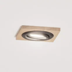 Indbygningsspots ^ Lamkur Lighting Indbygget loftslampe Tobby, 10 x 10 cm, 3-sæt Egetræ GU10