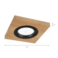 Indbygningsspots ^ Lamkur Lighting Indbygget loftslampe Tobby, 10 x 10 cm, 3-sæt Egetræ GU10