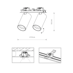 Indbygningsspots ^ Nowodvorski Lighting Indbygget loftspot Mono Surface II, 2 lyskilder, hvid, GU10