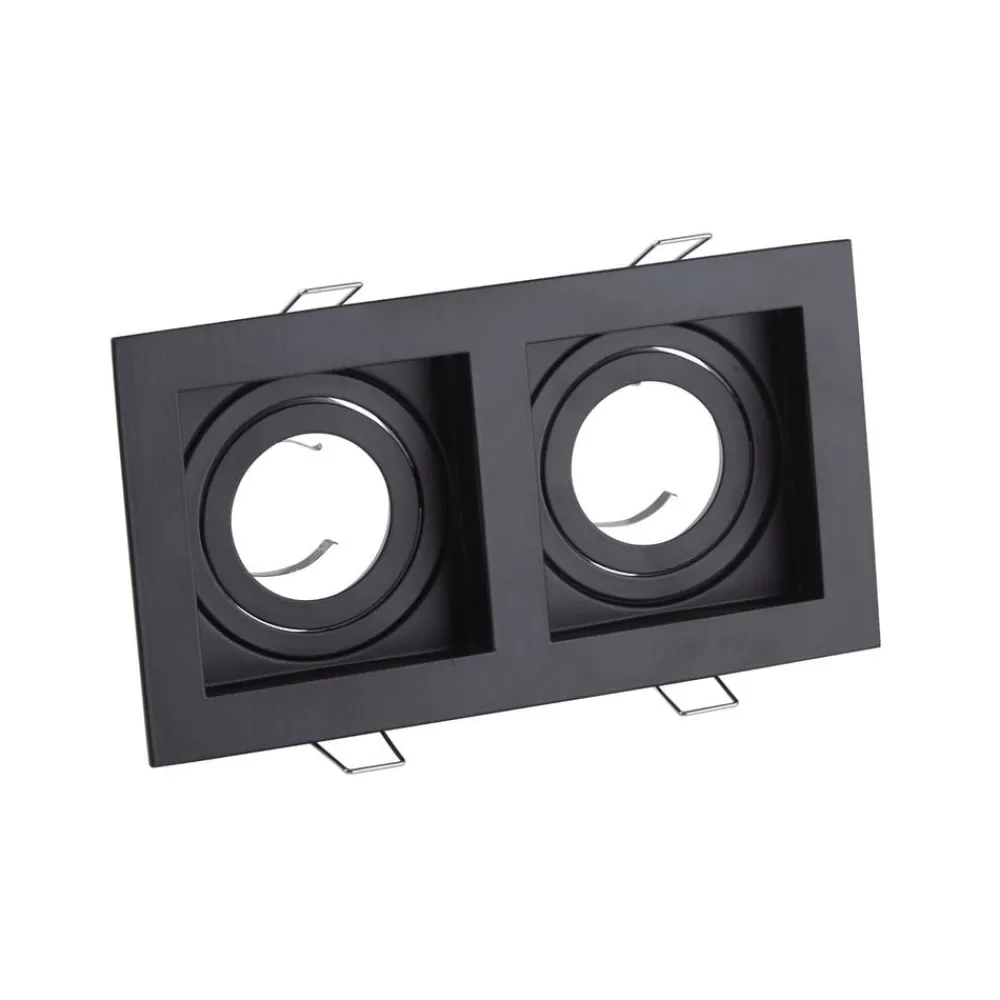 Searchlight Indbygningsspots > Indbygningslampe Grid Two, 2 lyskilder, sort, 18,5x10 cm, aluminium, GU10