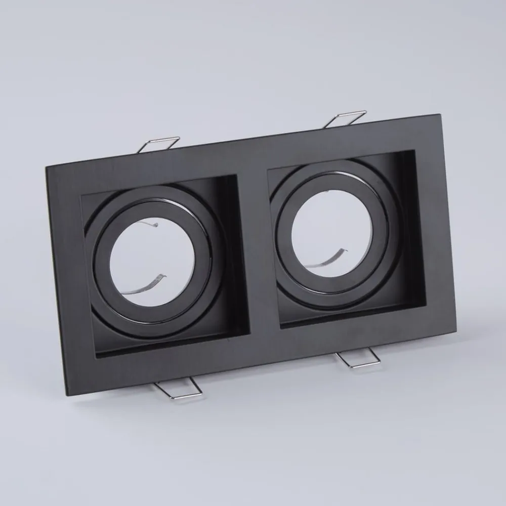 Searchlight Indbygningsspots > Indbygningslampe Grid Two, 2 lyskilder, sort, 18,5x10 cm, aluminium, GU10