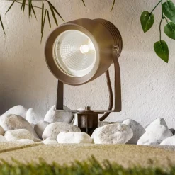 Terrassebelysning|Udendørs Spot ^ Lucande Irina udendørs LED-spot, sæt med 3, jordspyd, stik, grå