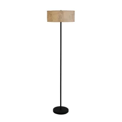 Searchlight Gulvlamper > Isla gulvlampe, Ø 40 cm, brun, beige, bambus, stål