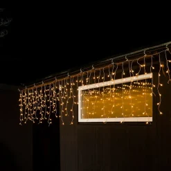 Lysnet, Lysforhæng|Julelys Udendørs ^ Konstsmide Christmas Isregn LED-lysforhæng, varmhvidt, transp. 5m