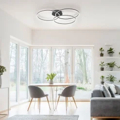 Loftlamper|Loftlamper ^ JUST LIGHT. GmbH Ivanka LED-loftlampe, 3 ringe, sort