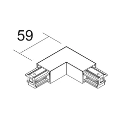Skinnesystem ^ Ivela L-forbindelsesstykke SQUARE 48 V, sort, beskyttelsesleder til venstre