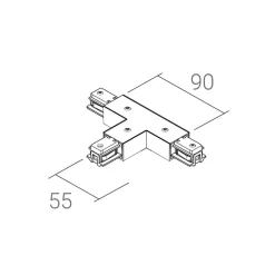 Ivela Skinnesystem > T-forbinder SQUARE 48 V, sort, beskyttelsesleder til venstre