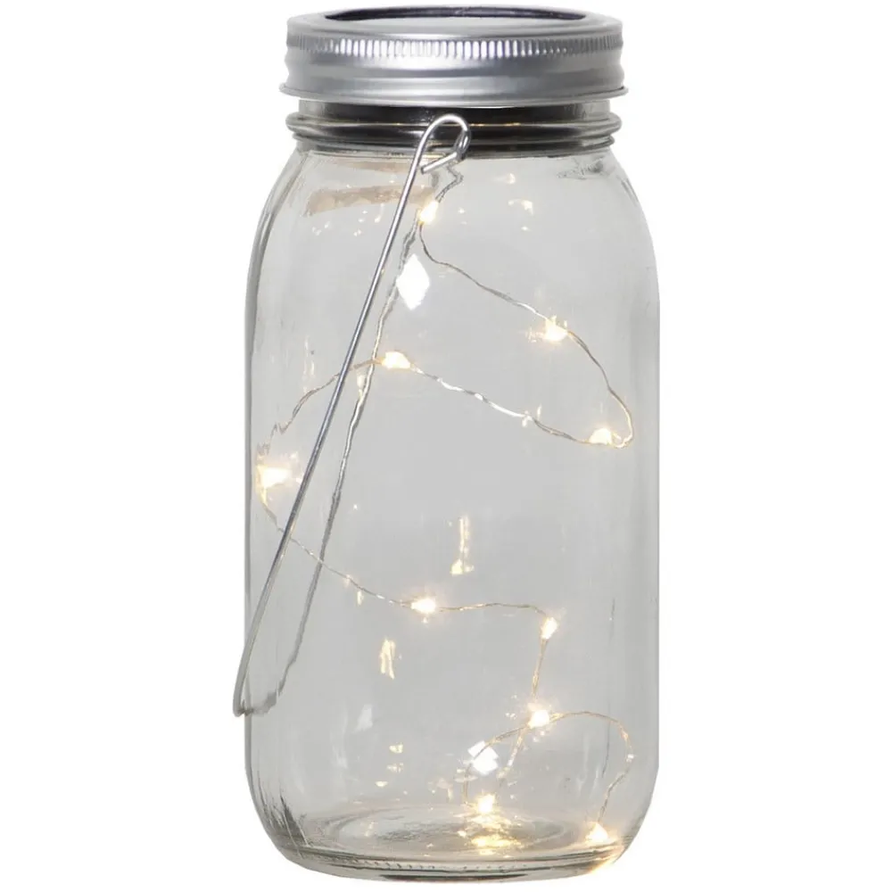 STAR TRADING Dekorationsbelysning|Solcellelamper > Jamjar - flot solcelle-dekorationslampe i glas