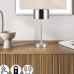 Reality Leuchten Arbejdsrum/Kontor|Bordlamper > Jeff LED-bordlampe, nikkelfarvet, højde 30 cm, metal