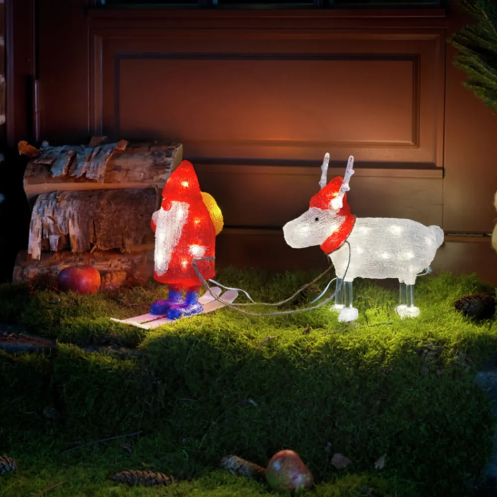 Dekorationsbelysning|Julepynt ^ Konstsmide Christmas Julemand og Rensdyr LED-dekorationslampe, IP44