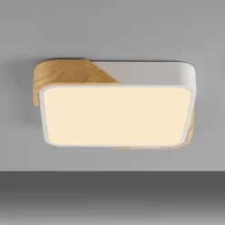 Loftlamper ^ JUST LIGHT. GmbH JUST LIGHT. Bila LED-loftslampe, hvid, 32x32 cm, træ