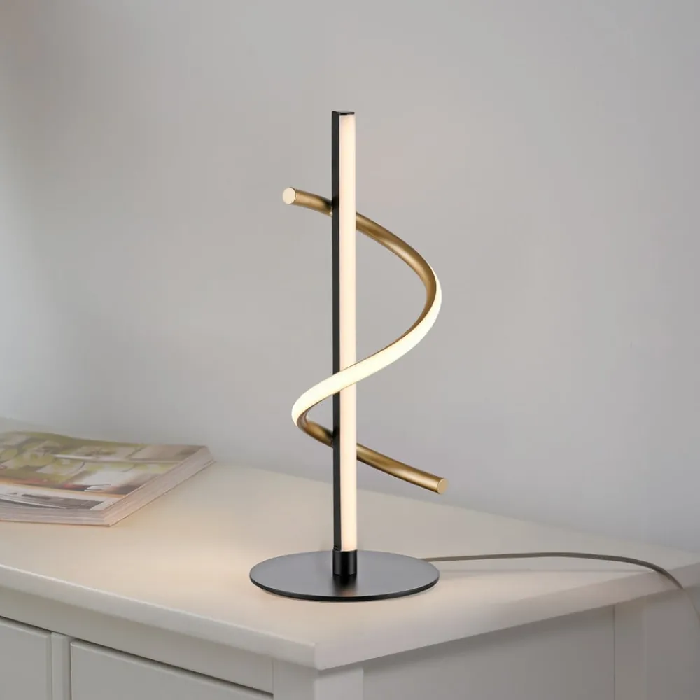 Bordlamper ^ JUST LIGHT. GmbH JUST LIGHT. Emanda LED-bordlampe, jern, sort-messing