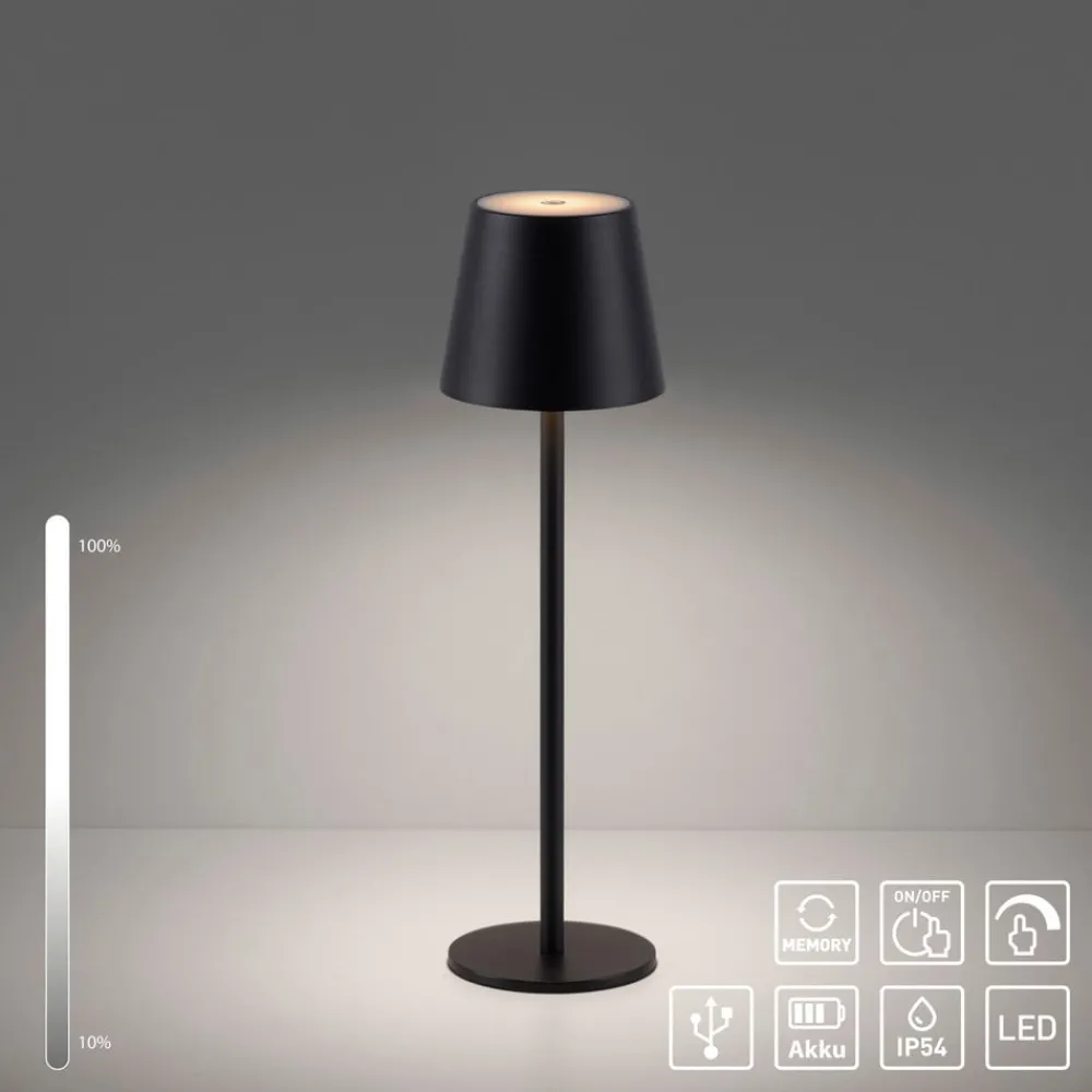 JUST LIGHT. GmbH Dekorationsbelysning > JUST LIGHT. Euria LED-bordlampe, sort, jern IP54