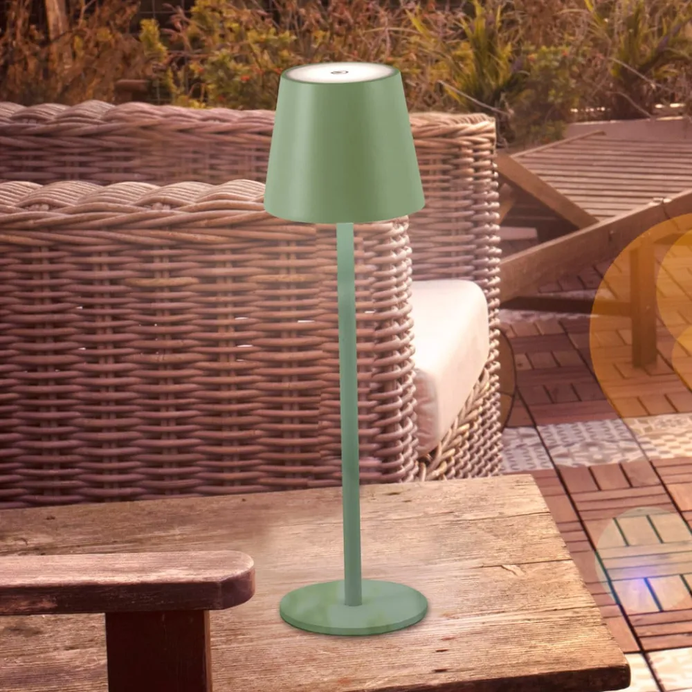 JUST LIGHT. GmbH Dekorationsbelysning|Terrassebelysning > JUST LIGHT. Euria LED-bordlampe, grøn, jern, IP54