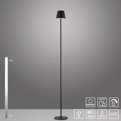 JUST LIGHT. GmbH Terrassebelysning > JUST LIGHT. Euria LED-gulvlampe, sort, jern, IP54