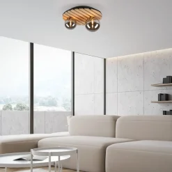JUST LIGHT. GmbH Loftlamper > JUST LIGHT. Grøn Stika loftlampe, rund, 2 lyskilder, træ