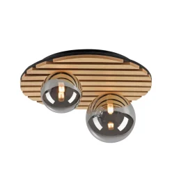 JUST LIGHT. GmbH Loftlamper > JUST LIGHT. Grøn Stika loftlampe, rund, 2 lyskilder, træ