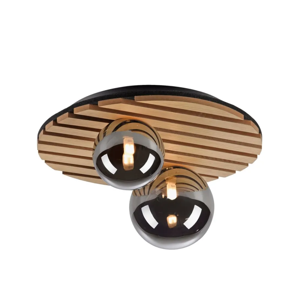 JUST LIGHT. GmbH Loftlamper > JUST LIGHT. Grøn Stika loftlampe, rund, 2 lyskilder, træ