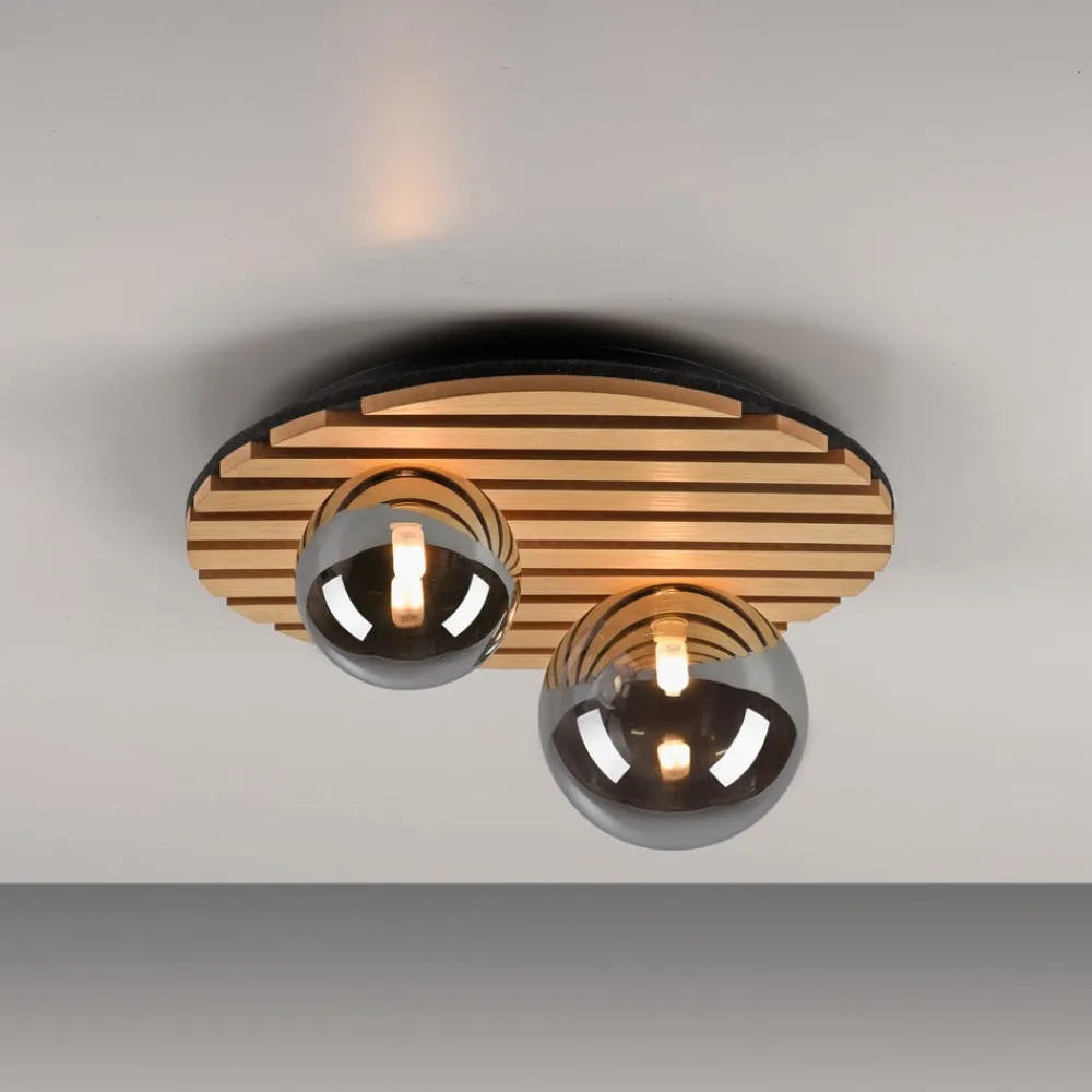 JUST LIGHT. GmbH Loftlamper > JUST LIGHT. Grøn Stika loftlampe, rund, 2 lyskilder, træ