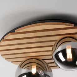 JUST LIGHT. GmbH Loftlamper > JUST LIGHT. Grøn Stika loftlampe, rund, 2 lyskilder, træ