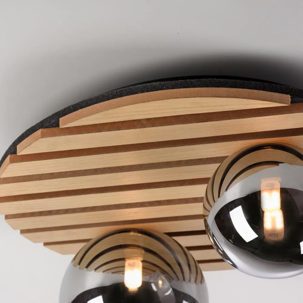 JUST LIGHT. GmbH Loftlamper > JUST LIGHT. Grøn Stika loftlampe, rund, 2 lyskilder, træ