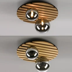 JUST LIGHT. GmbH Loftlamper > JUST LIGHT. Grøn Stika loftlampe, rund, 2 lyskilder, træ