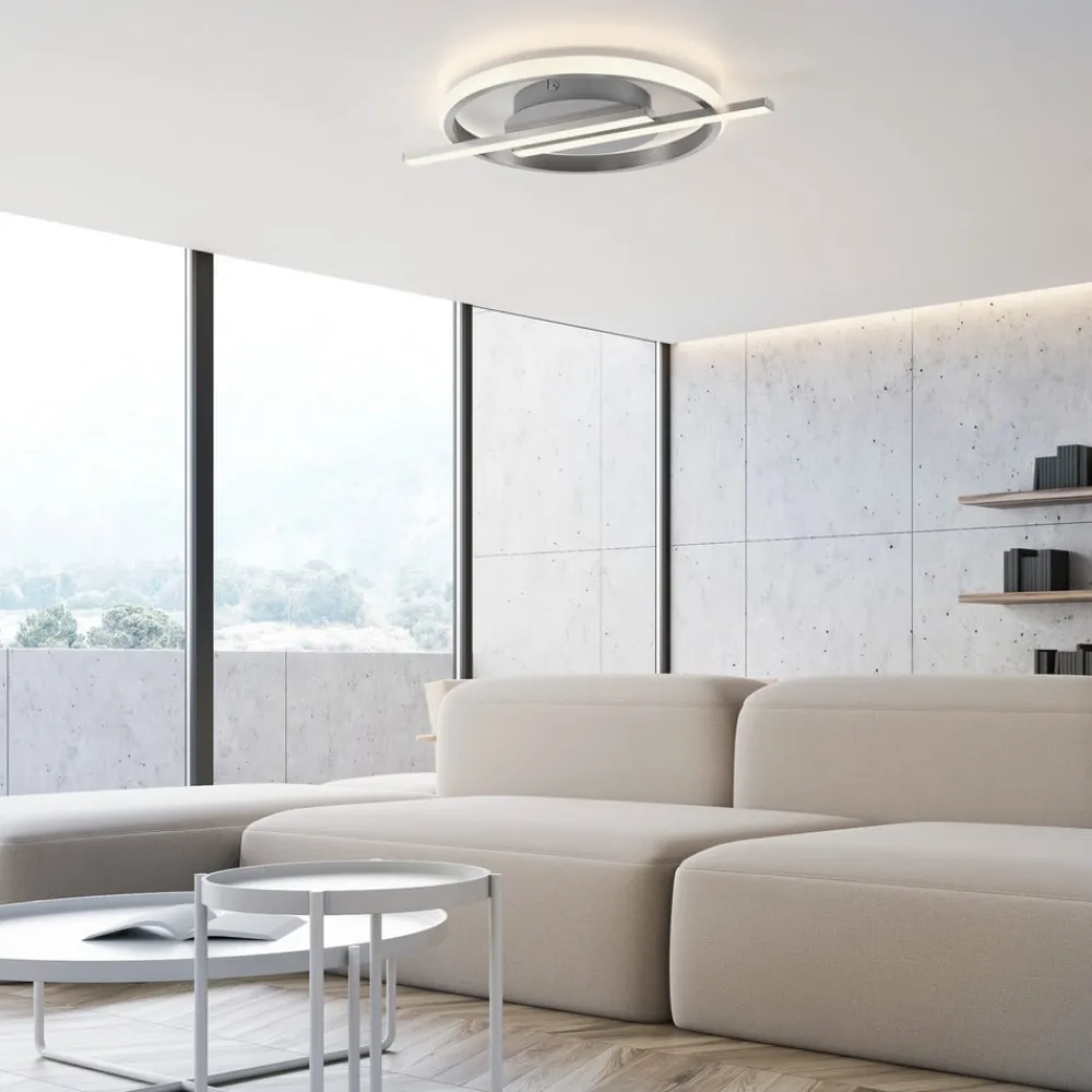 JUST LIGHT. GmbH Loftlamper|Loftlamper > JUST LIGHT. Korsa LED-loftslampe, stålfarvet, dæmpbar