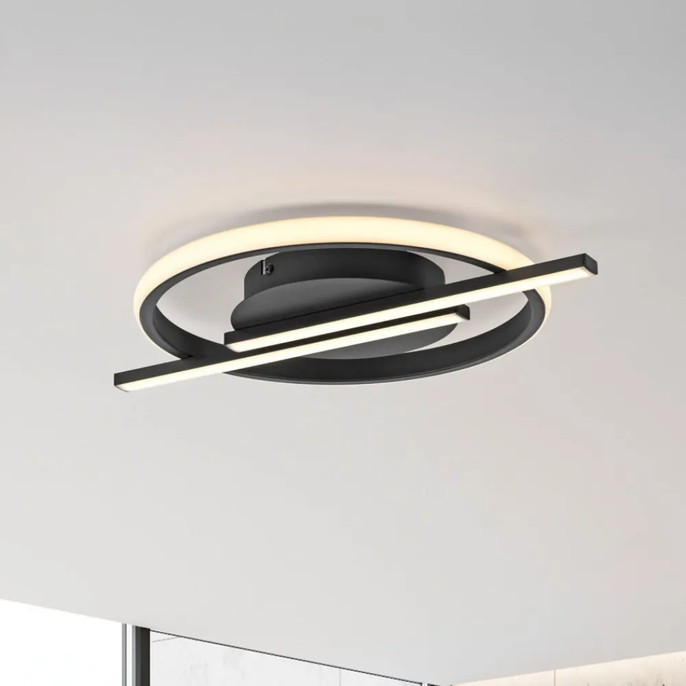 JUST LIGHT. GmbH Gang|Loftlamper > JUST LIGHT. Korsa LED-loftslampe, sort, Ø31 cm, dæmpbar