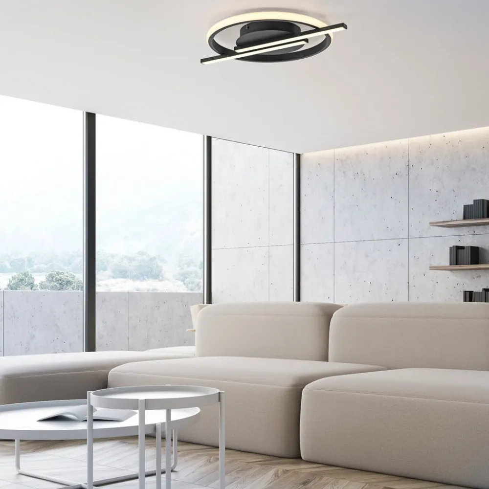 JUST LIGHT. GmbH Gang|Loftlamper > JUST LIGHT. Korsa LED-loftslampe, sort, Ø31 cm, dæmpbar