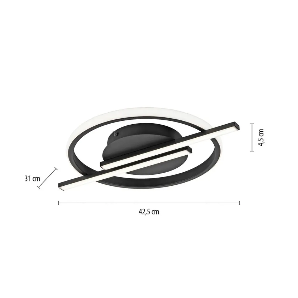 JUST LIGHT. GmbH Gang|Loftlamper > JUST LIGHT. Korsa LED-loftslampe, sort, Ø31 cm, dæmpbar