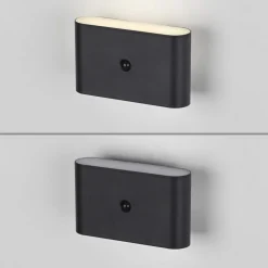 JUST LIGHT. GmbH Væg- Og Spejllamper > JUST LIGHT. LED-batteridrevet væglampe Ziddy sort Sensor 3.000K