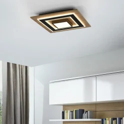 Loftlamper ^ JUST LIGHT. GmbH JUST LIGHT. LED loftlampe Tola, kantet, 2 lyskilder, træ, 3000 K