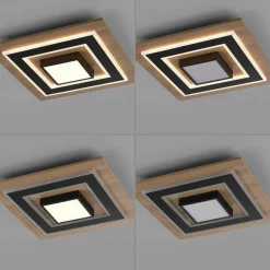 Loftlamper ^ JUST LIGHT. GmbH JUST LIGHT. LED loftlampe Tola, kantet, 2 lyskilder, træ, 3000 K
