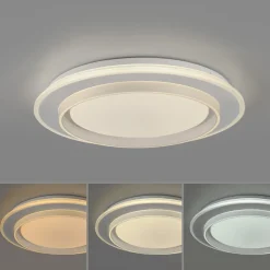 Arbejdsrum/Kontor ^ JUST LIGHT. GmbH JUST LIGHT. LED-loftslampe Lago Ø 40 cm hvid fjernbetjening