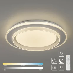 Arbejdsrum/Kontor ^ JUST LIGHT. GmbH JUST LIGHT. LED-loftslampe Lago Ø 40 cm hvid fjernbetjening