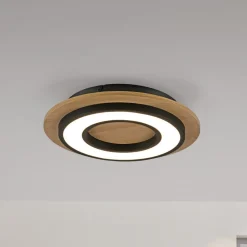 JUST LIGHT. GmbH Gang|Loftlamper > JUST LIGHT. Loftlampe Tola, rund, træ, 3.000 K