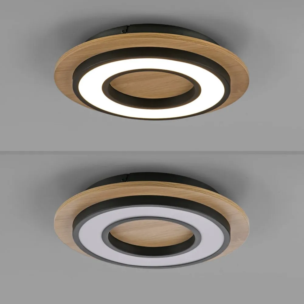 JUST LIGHT. GmbH Gang|Loftlamper > JUST LIGHT. Loftlampe Tola, rund, træ, 3.000 K
