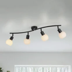 JUST LIGHT. GmbH Loftlamper > JUST LIGHT. Loki loftlampe, 4 lyskilder, sort, jern, glas