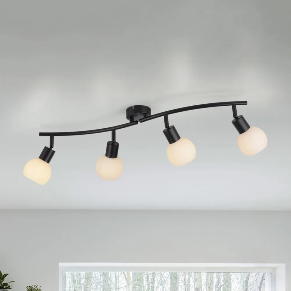 JUST LIGHT. GmbH Loftlamper > JUST LIGHT. Loki loftlampe, 4 lyskilder, sort, jern, glas