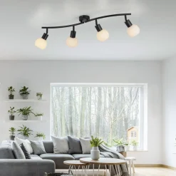 JUST LIGHT. GmbH Loftlamper > JUST LIGHT. Loki loftlampe, 4 lyskilder, sort, jern, glas