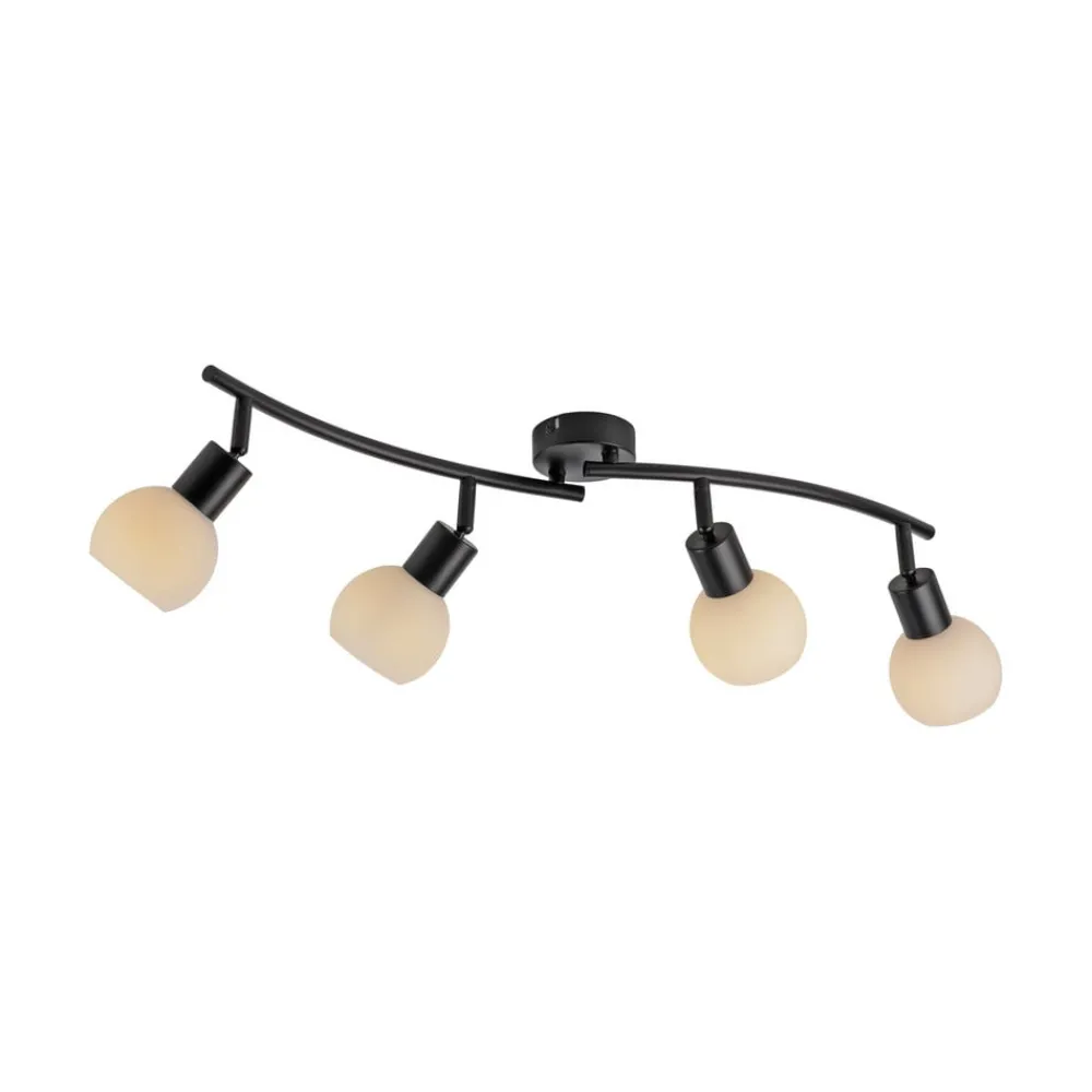 JUST LIGHT. GmbH Loftlamper > JUST LIGHT. Loki loftlampe, 4 lyskilder, sort, jern, glas