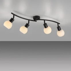 JUST LIGHT. GmbH Loftlamper > JUST LIGHT. Loki loftlampe, 4 lyskilder, sort, jern, glas