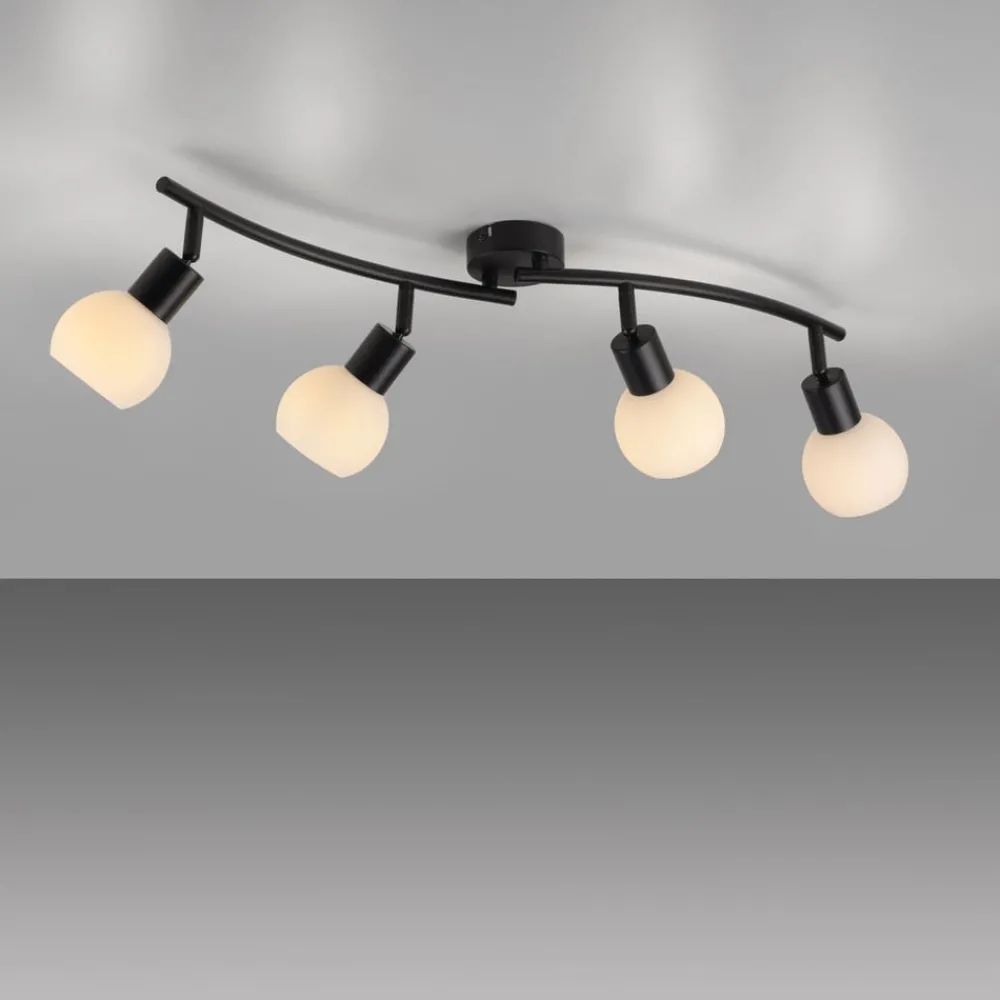 JUST LIGHT. GmbH Loftlamper > JUST LIGHT. Loki loftlampe, 4 lyskilder, sort, jern, glas