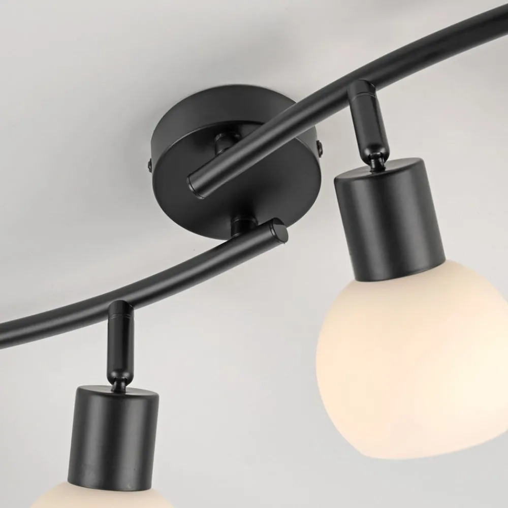 JUST LIGHT. GmbH Loftlamper > JUST LIGHT. Loki loftlampe, 4 lyskilder, sort, jern, glas