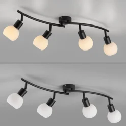 JUST LIGHT. GmbH Loftlamper > JUST LIGHT. Loki loftlampe, 4 lyskilder, sort, jern, glas