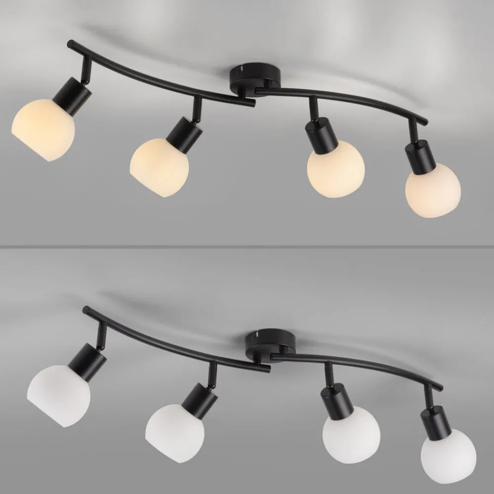 JUST LIGHT. GmbH Loftlamper > JUST LIGHT. Loki loftlampe, 4 lyskilder, sort, jern, glas
