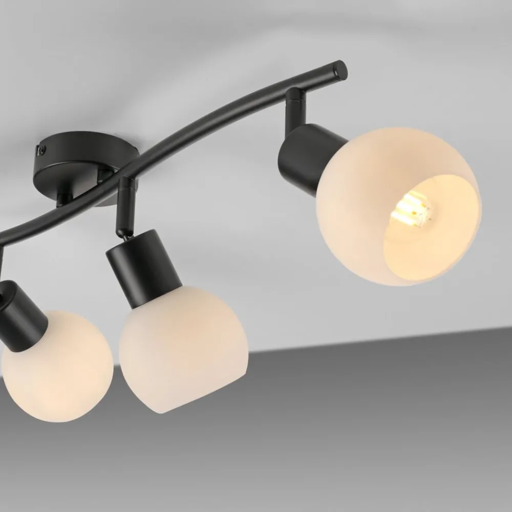 JUST LIGHT. GmbH Loftlamper > JUST LIGHT. Loki loftlampe, 3 lyskilder, lang, sort, jern