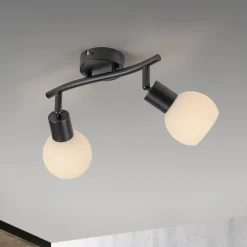 Loftlamper|Loftlamper ^ JUST LIGHT. GmbH JUST LIGHT. Loki loftlampe, 2 lyskilder, sort, jern, glas