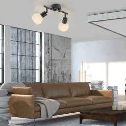 Loftlamper|Loftlamper ^ JUST LIGHT. GmbH JUST LIGHT. Loki loftlampe, 2 lyskilder, sort, jern, glas